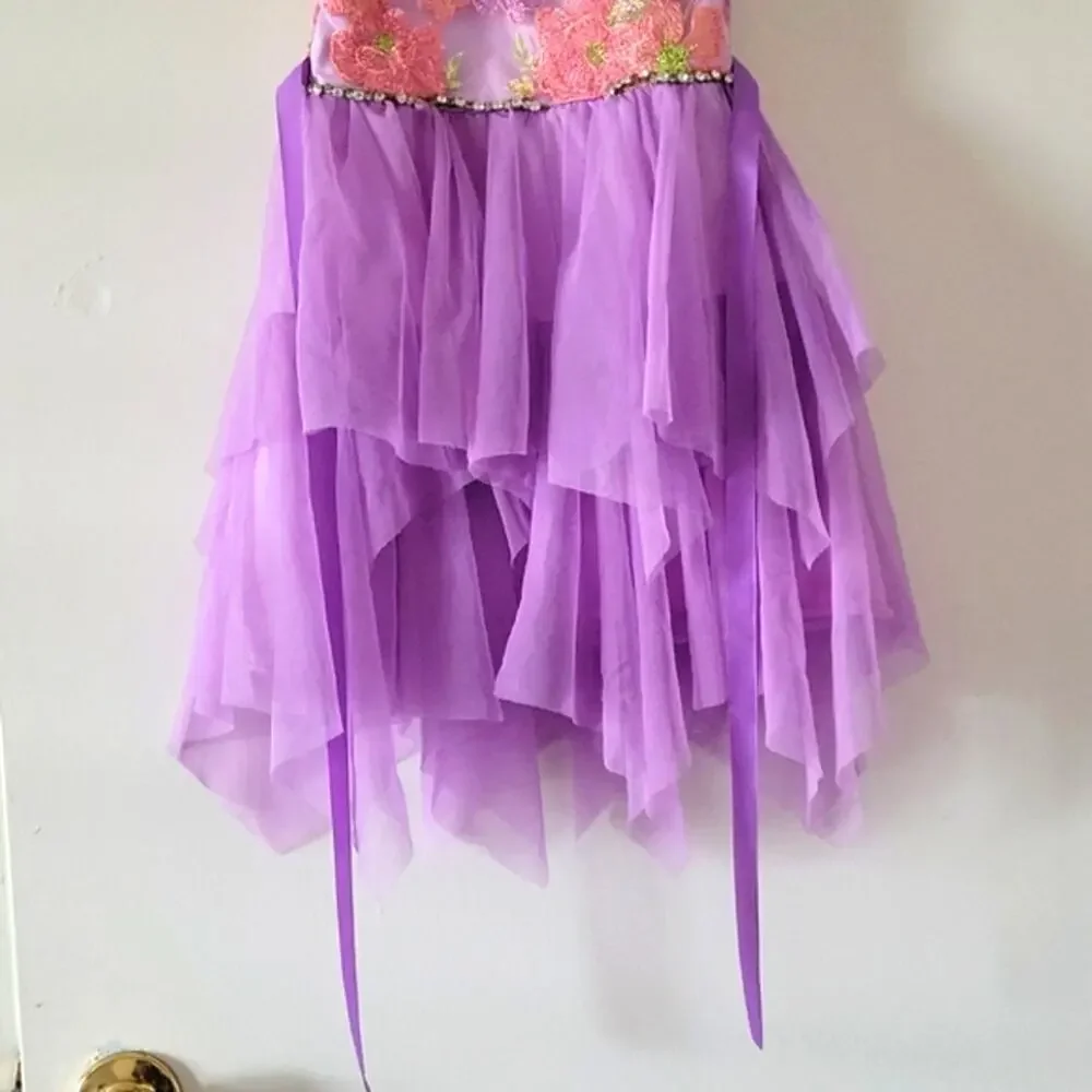 Purple Dress with pink Flowers
